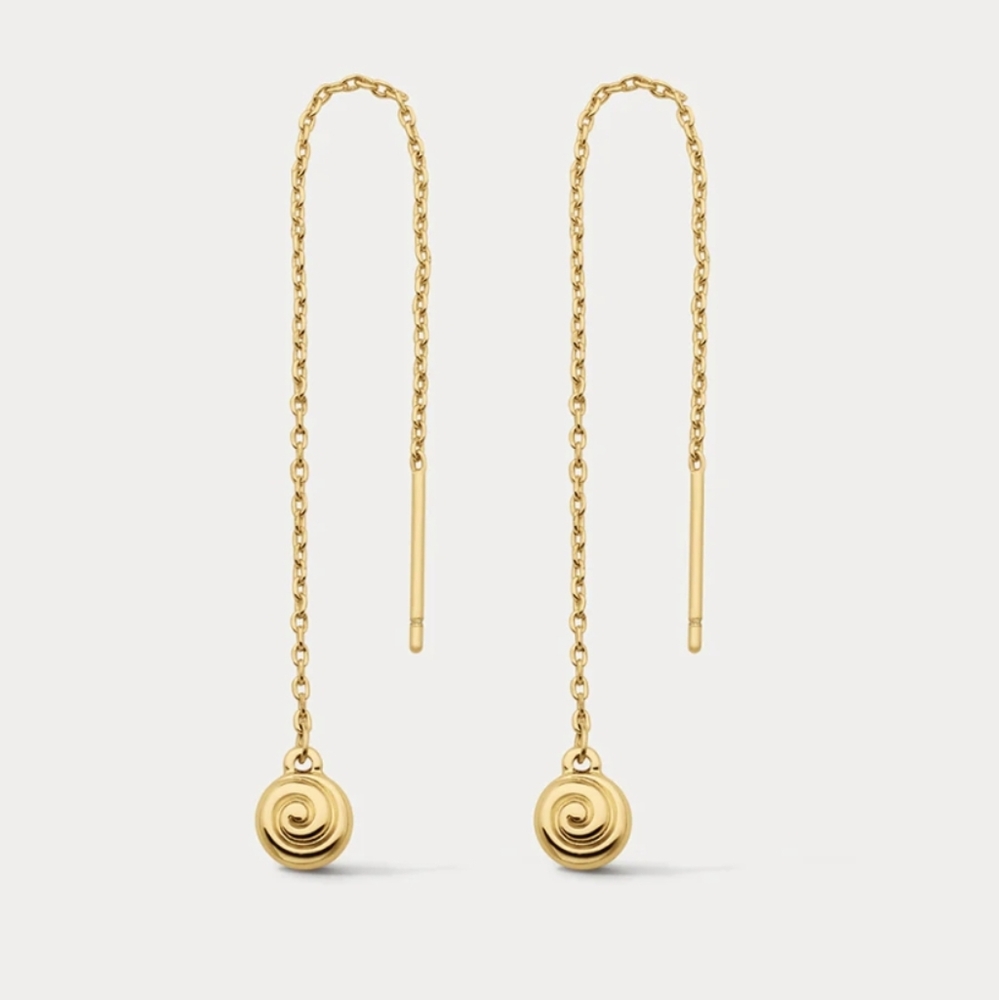Luv Aj Seashell Chain Spreder Earrings GOLD